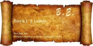 Berki Elemér névjegykártya